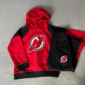 NHL NJ Devils Red and Black Kids Hoodie